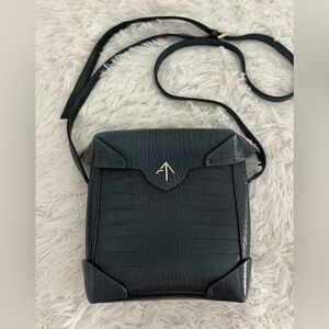 Manu Atelier Mini Pristine Croc Leather Crossbody Bag Rare